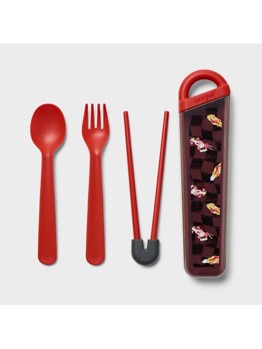 Cat & Jack Cars Carry Case with Utensil Set New